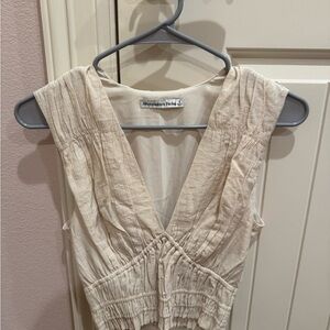 Abercrombie and Fitch Cream Sleeveless Top